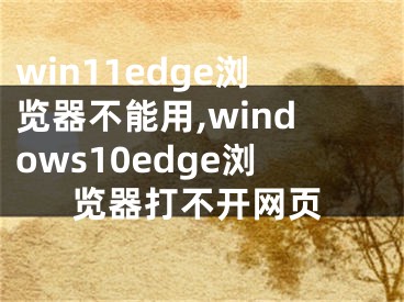 win11edge浏览器不能用,windows10edge浏览器打不开网页