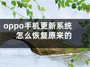 oppo手机更新系统怎么恢复原来的