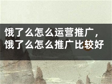 饿了么怎么运营推广，饿了么怎么推广比较好