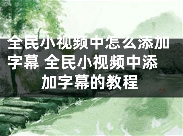 全民小视频中怎么添加字幕 全民小视频中添加字幕的教程
