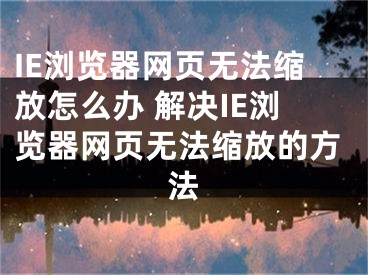 IE浏览器网页无法缩放怎么办 解决IE浏览器网页无法缩放的方法