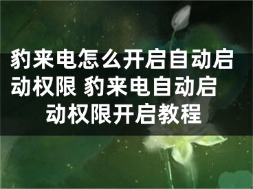 豹来电怎么开启自动启动权限 豹来电自动启动权限开启教程