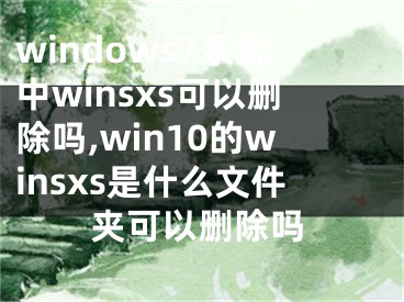 windows7系统中winsxs可以删除吗,win10的winsxs是什么文件夹可以删除吗