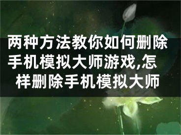 两种方法教你如何删除手机模拟大师游戏,怎样删除手机模拟大师