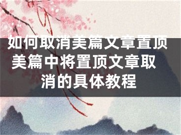 如何取消美篇文章置顶 美篇中将置顶文章取消的具体教程