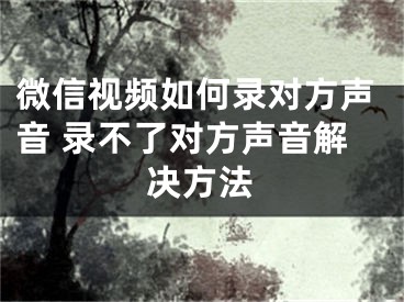 微信视频如何录对方声音 录不了对方声音解决方法