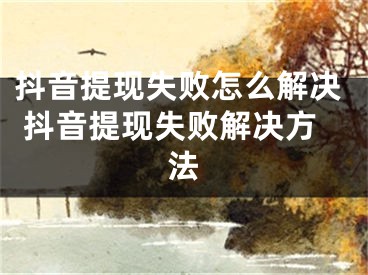 抖音提现失败怎么解决 抖音提现失败解决方法