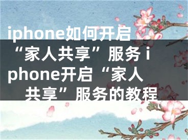 iphone如何开启“家人共享”服务 iphone开启“家人共享”服务的教程