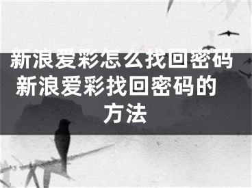 新浪爱彩怎么找回密码 新浪爱彩找回密码的方法