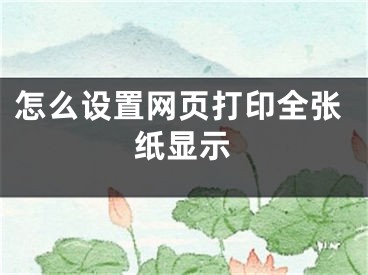 怎么设置网页打印全张纸显示