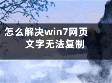 怎么解决win7网页文字无法复制