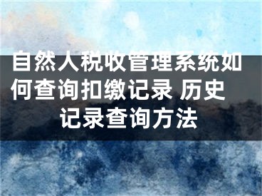 自然人税收管理系统如何查询扣缴记录 历史记录查询方法