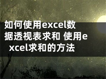 如何使用excel数据透视表求和 使用excel求和的方法