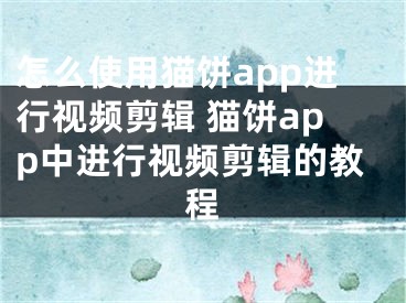 怎么使用猫饼app进行视频剪辑 猫饼app中进行视频剪辑的教程