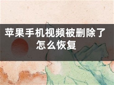 苹果手机视频被删除了怎么恢复