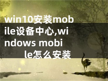 win10安装mobile设备中心,windows mobile怎么安装