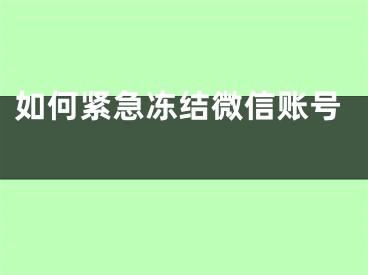 如何紧急冻结微信账号 