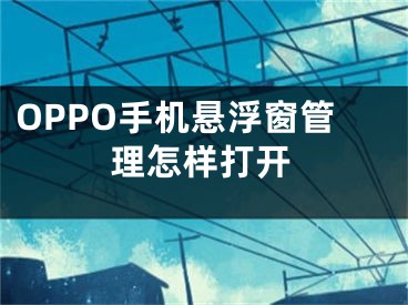 OPPO手机悬浮窗管理怎样打开