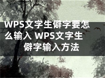 WPS文字生僻字要怎么输入 WPS文字生僻字输入方法