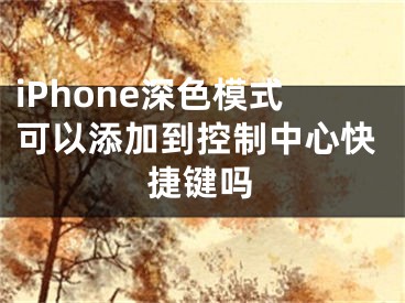 iPhone深色模式可以添加到控制中心快捷键吗