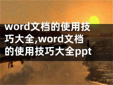 word文档的使用技巧大全,word文档的使用技巧大全ppt