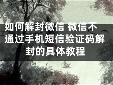 如何解封微信 微信不通过手机短信验证码解封的具体教程