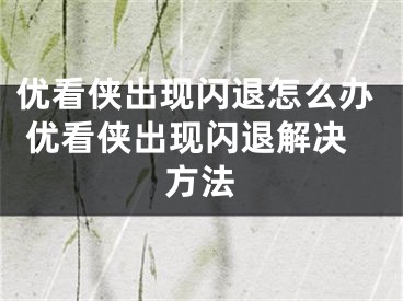 优看侠出现闪退怎么办 优看侠出现闪退解决方法