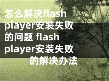 怎么解决flash player安装失败的问题 flash player安装失败的解决办法