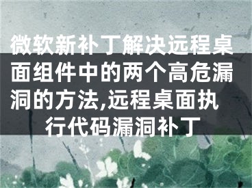 微软新补丁解决远程桌面组件中的两个高危漏洞的方法,远程桌面执行代码漏洞补丁