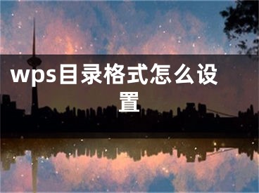 wps目录格式怎么设置