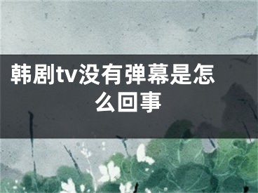 韩剧tv没有弹幕是怎么回事