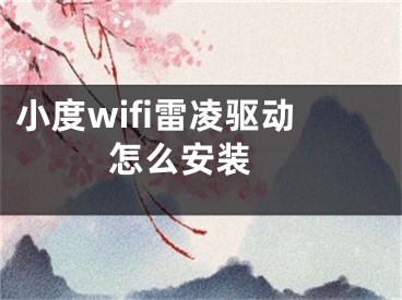 小度wifi雷凌驱动怎么安装 