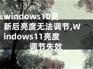 windows10更新后亮度无法调节,Windows11亮度调节失效