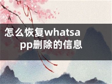 怎么恢复whatsapp删除的信息