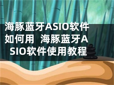 海豚蓝牙ASIO软件如何用  海豚蓝牙ASIO软件使用教程