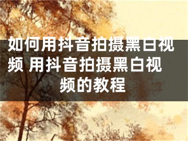 如何用抖音拍摄黑白视频 用抖音拍摄黑白视频的教程