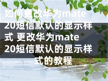 如何更改华为mate20短信默认的显示样式 更改华为mate20短信默认的显示样式的教程