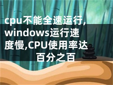 cpu不能全速运行,windows运行速度慢,CPU使用率达百分之百