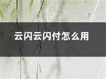 云闪云闪付怎么用