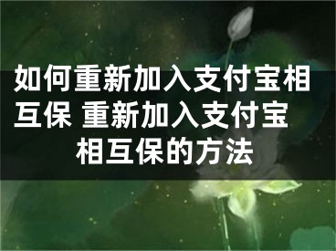 如何重新加入支付宝相互保 重新加入支付宝相互保的方法