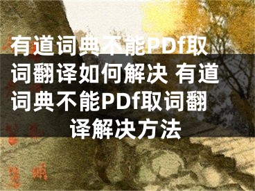 有道词典不能PDf取词翻译如何解决 有道词典不能PDf取词翻译解决方法