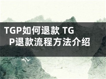 TGP如何退款 TGP退款流程方法介绍