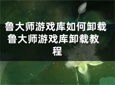 鲁大师游戏库如何卸载 鲁大师游戏库卸载教程