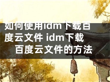 如何使用idm下载百度云文件 idm下载百度云文件的方法