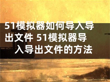 51模拟器如何导入导出文件 51模拟器导入导出文件的方法