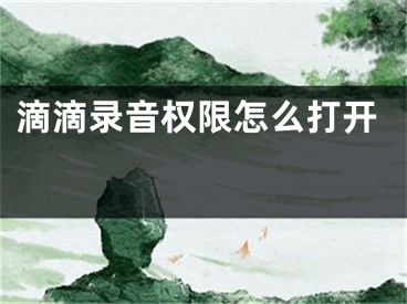 滴滴录音权限怎么打开 