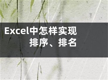 Excel中怎样实现排序、排名