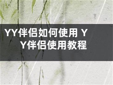 YY伴侣如何使用 YY伴侣使用教程