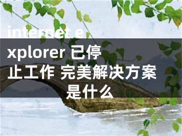 internet explorer 已停止工作 完美解决方案是什么