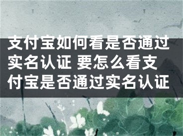 支付宝如何看是否通过实名认证 要怎么看支付宝是否通过实名认证